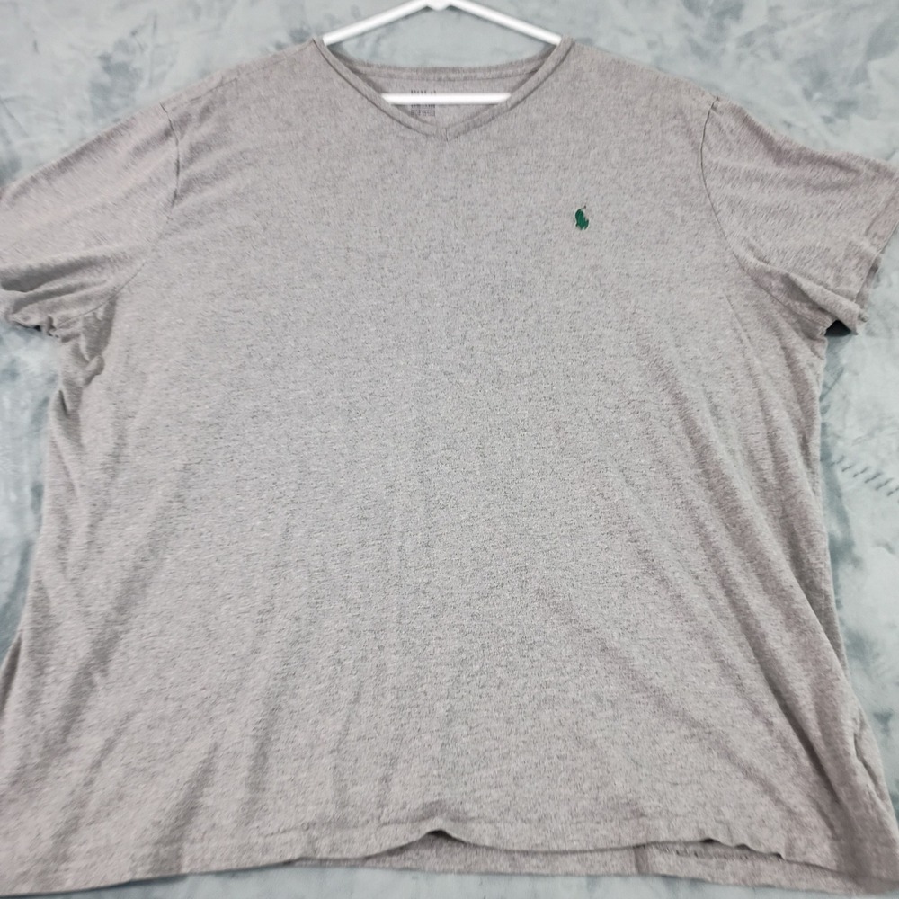 Polo Ralph Lauren Mens XXL V-Neck T-Shirt Gray Green Pony Logo Short Sleeve
